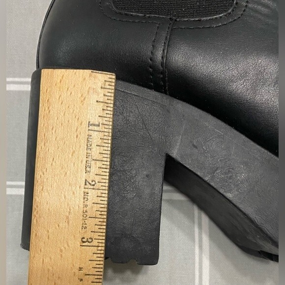Silent Black Pull On Ankle Boot Shoes Wednesday Platform Sole Round Toe Size 9 - Picture 10 of 12